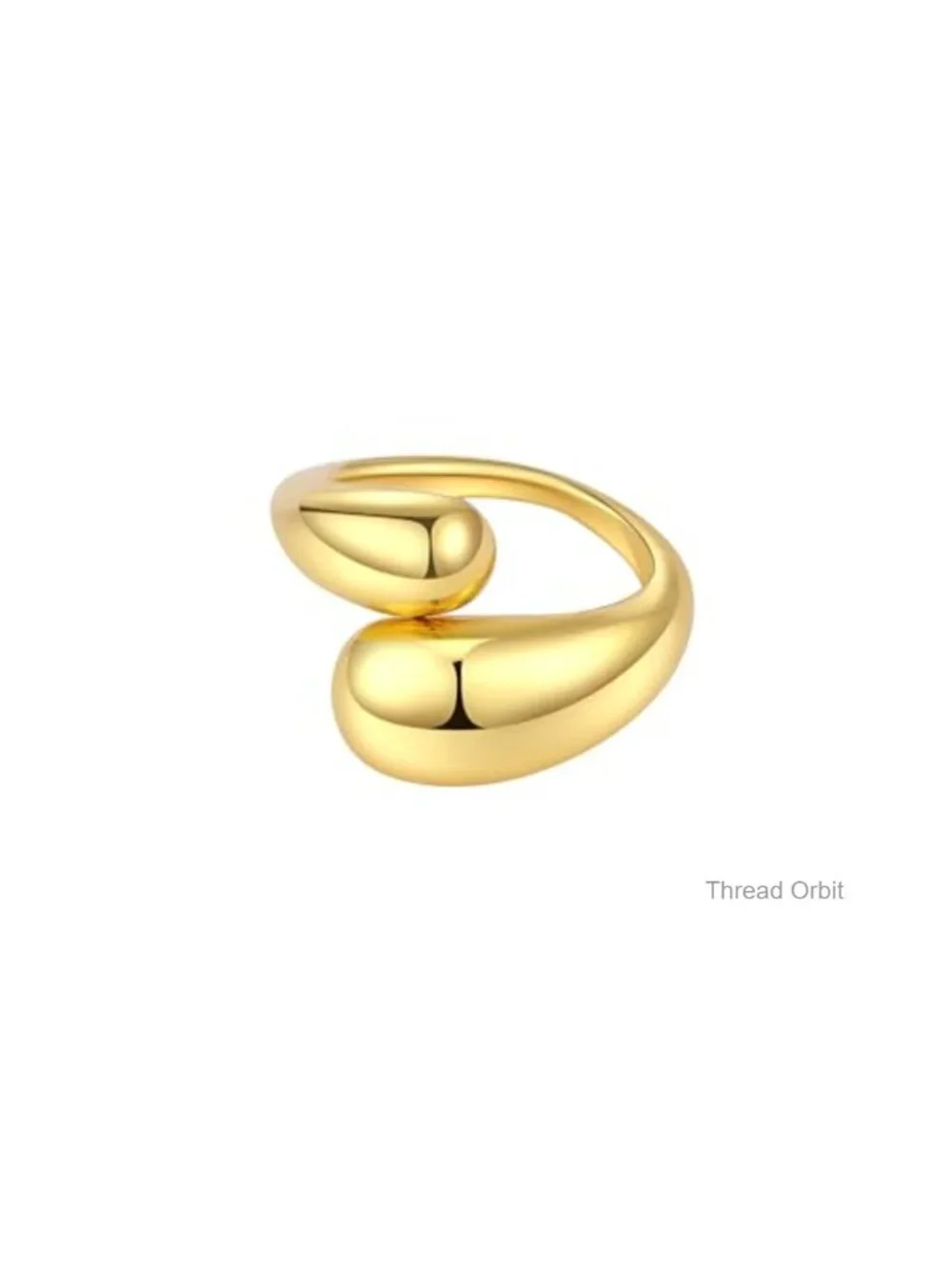 14k Gold Plated Chunky Teardrop Adjustable Open Ring Statement Jewelry